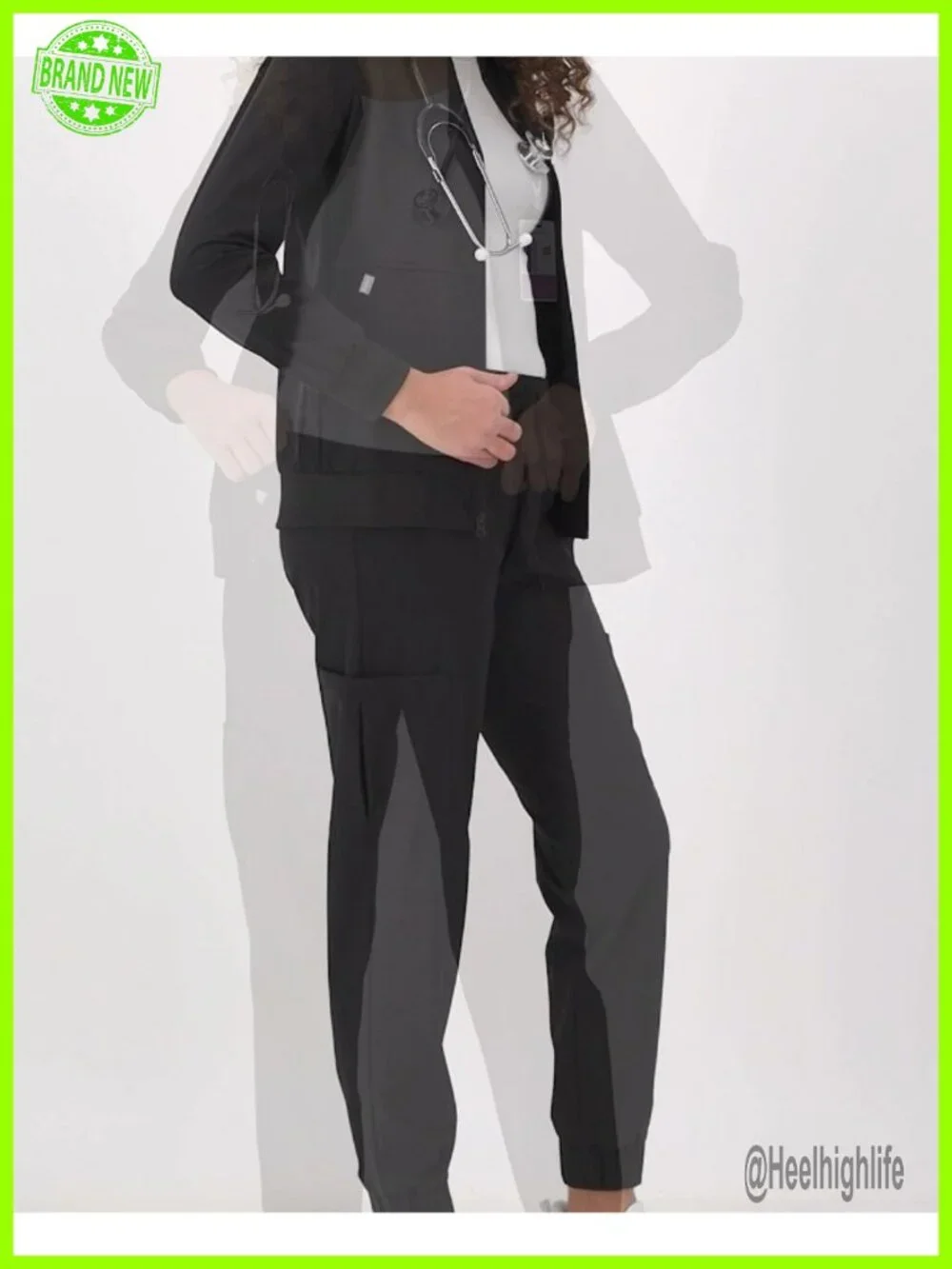 Women's Medical Scrub Cargo Joggers Moisture Wicking Adjustable Drawstring